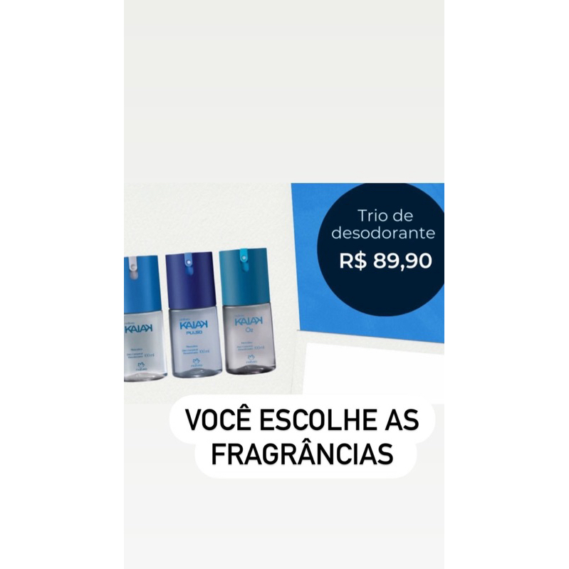 Trio de desodorante corporal Natura 100ml kit com 3 unidades