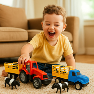 Kit Caminhão E Trator Com Bois Presente Brinquedo Criança em Oferta na Shopee