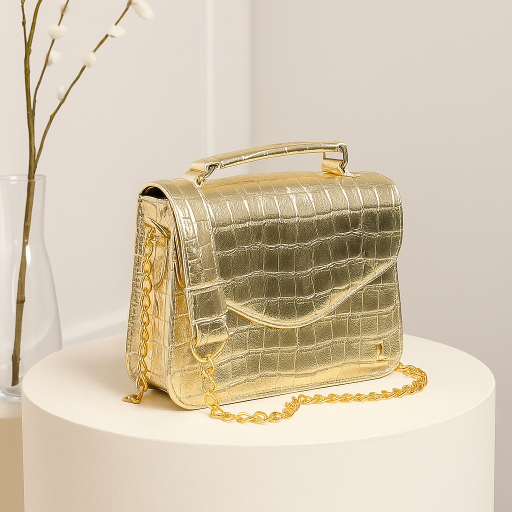 Bolsa Lancamento Mini Bag De Festa Metalizada Porta Celular Porta Moeda Com Corrente Dourado