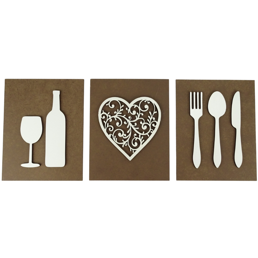 Kit Quadros Decorativos Para Cozinha Café Decoração Talheres e Bebida Composição Parede em Oferta na Shopee