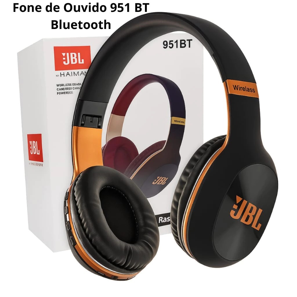 Fone de Ouvido Bluetooth Sem Fio Fone 951 Wireless Mp3 Cartão Memória Android iOS Notebook PC