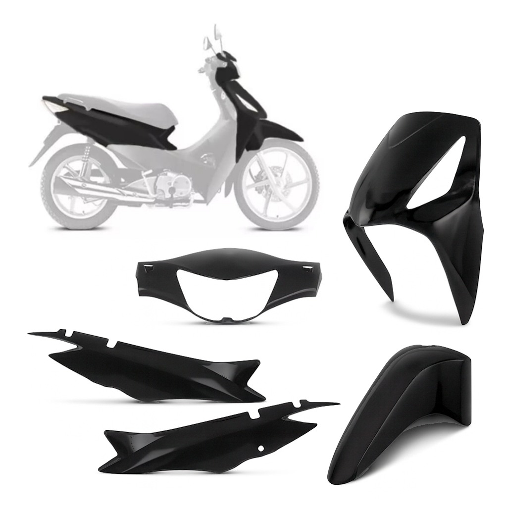 Kit Carenagem Biz 125 4 Peças 2006 2007 2008 2009 2010 PRETO PINTADO