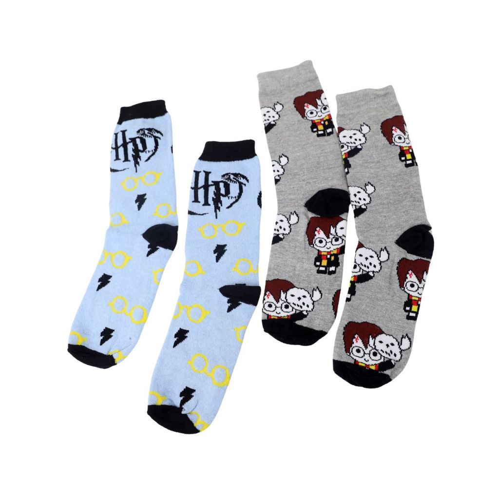 Kit 2 Pares de Meias Divertidas Personagens Juvenil Adulto Unissex Meia Algodão Cano Alto Veste 34 ao 43