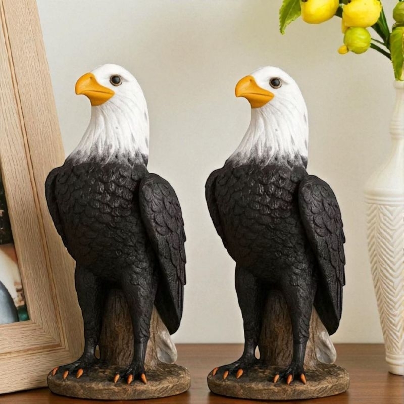 Kit 2 Gavião Águia De Gesso  Decorativa Casa Jardim Estatua Espanta Pombo em Oferta na Shopee
