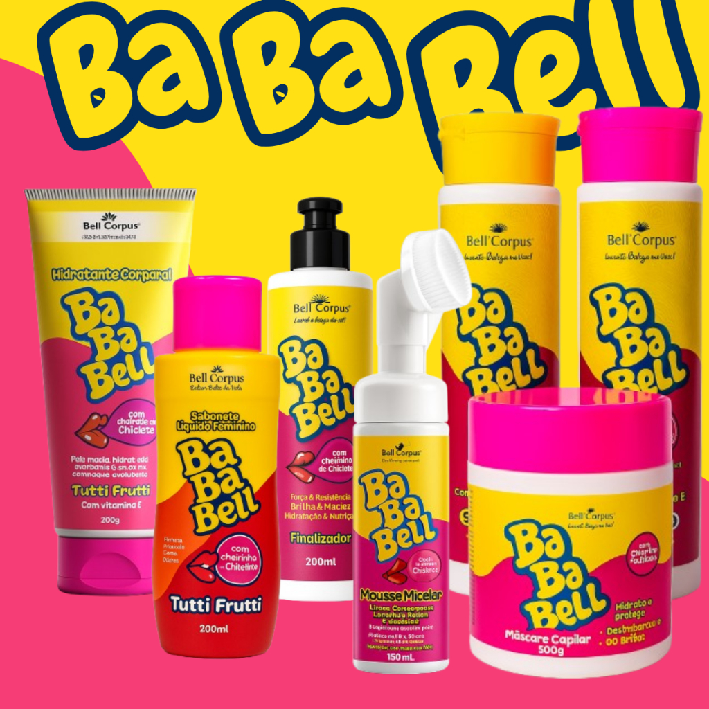 KIT 7 Itens Cosméticos BaBaBell TuttiFrutti Corpo Cabelo e Rosto Shampoo e Condicionador BellCorpus