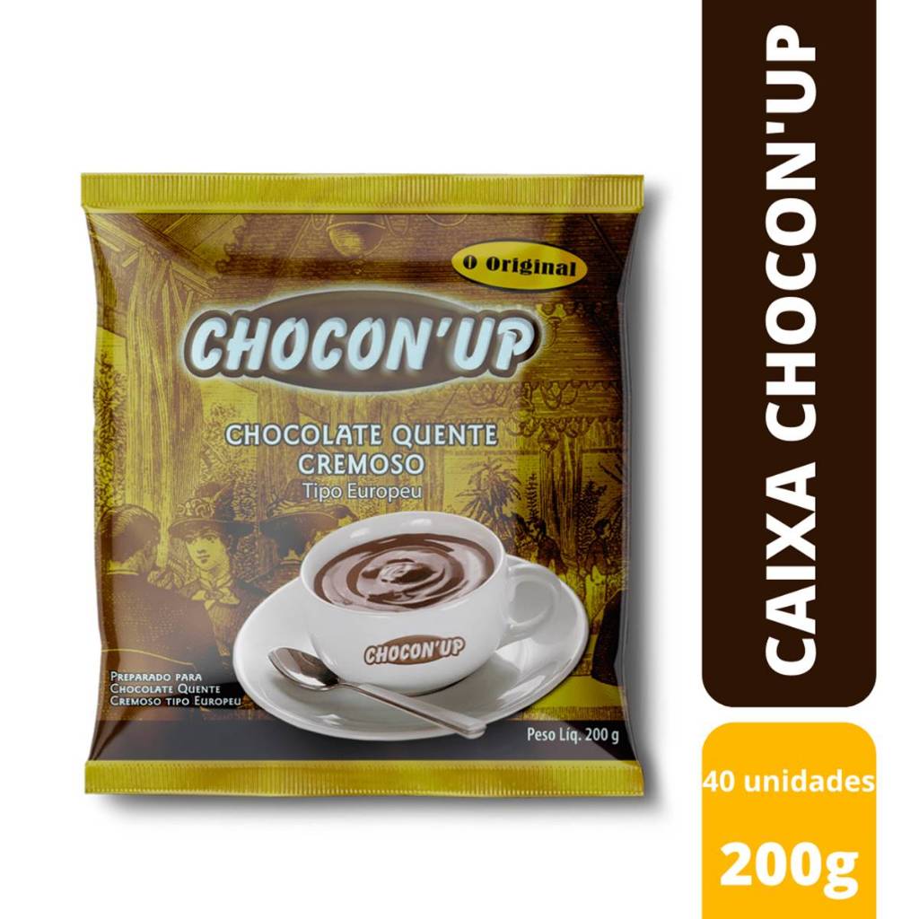 Pacote de 40 Chocolate Quente Cremoso Estilo Europeu Choconup 200g Atacado