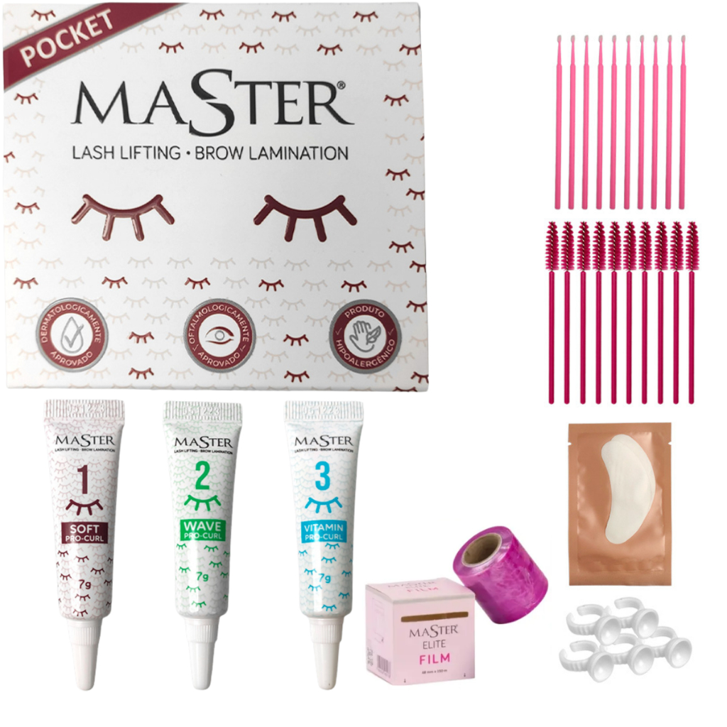 Kit Lash Lifting Pocket Master Plástico Filme Rosa 150m Brow Lamination Escovinha