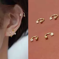 Piercing Para Nariz helix Aço inox brinco com 1 Zircônia Prata /Dourado