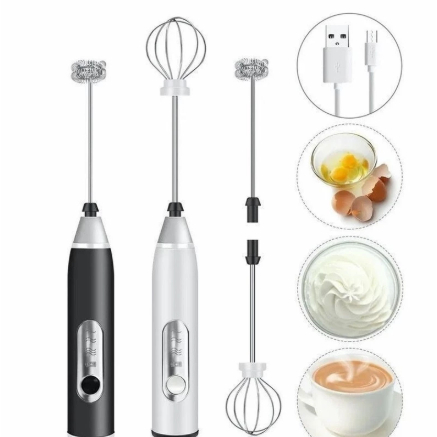 Batedor Misturador Mixer Portátil Elétrico para Bebidas Leite Café Clara de Ovo 2 em 1