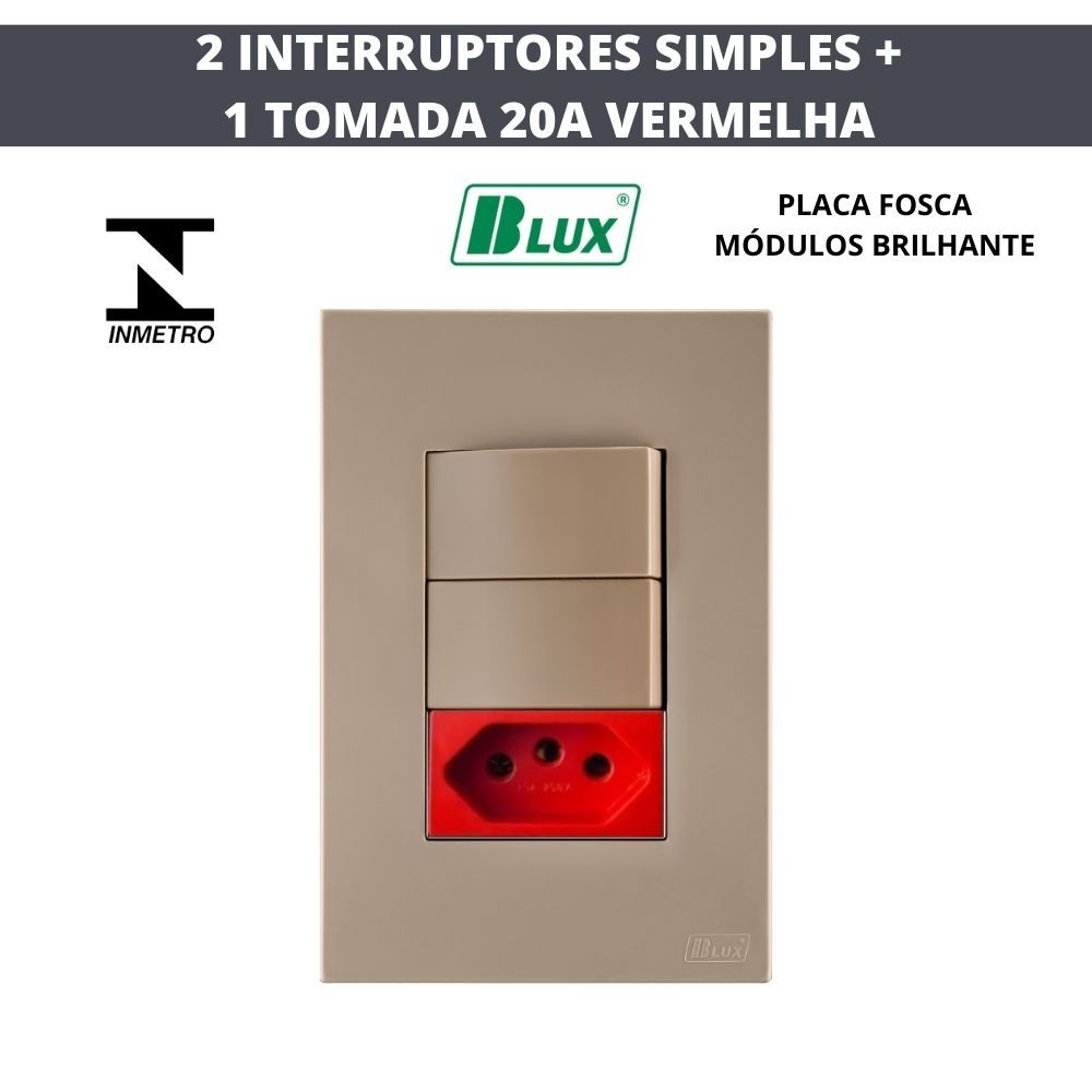 CONJUNTOS 4X2 BLUX TOMADAS 10A, 20A,  INTERRUPTORES, Rj45 OU Rj11 RECTA SATIN FENDI