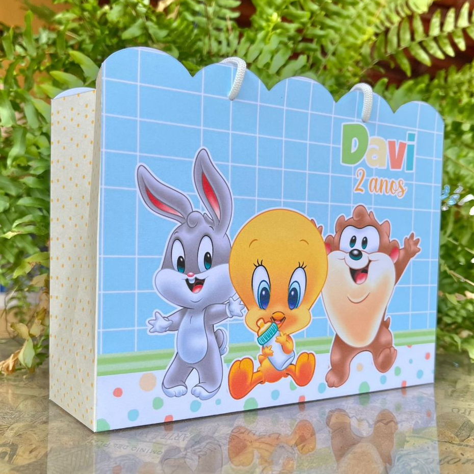 Sacolinha Looney Tunes PEGUE E MONTE Papelaria Personalizada Lembrancinha Diversos Temas