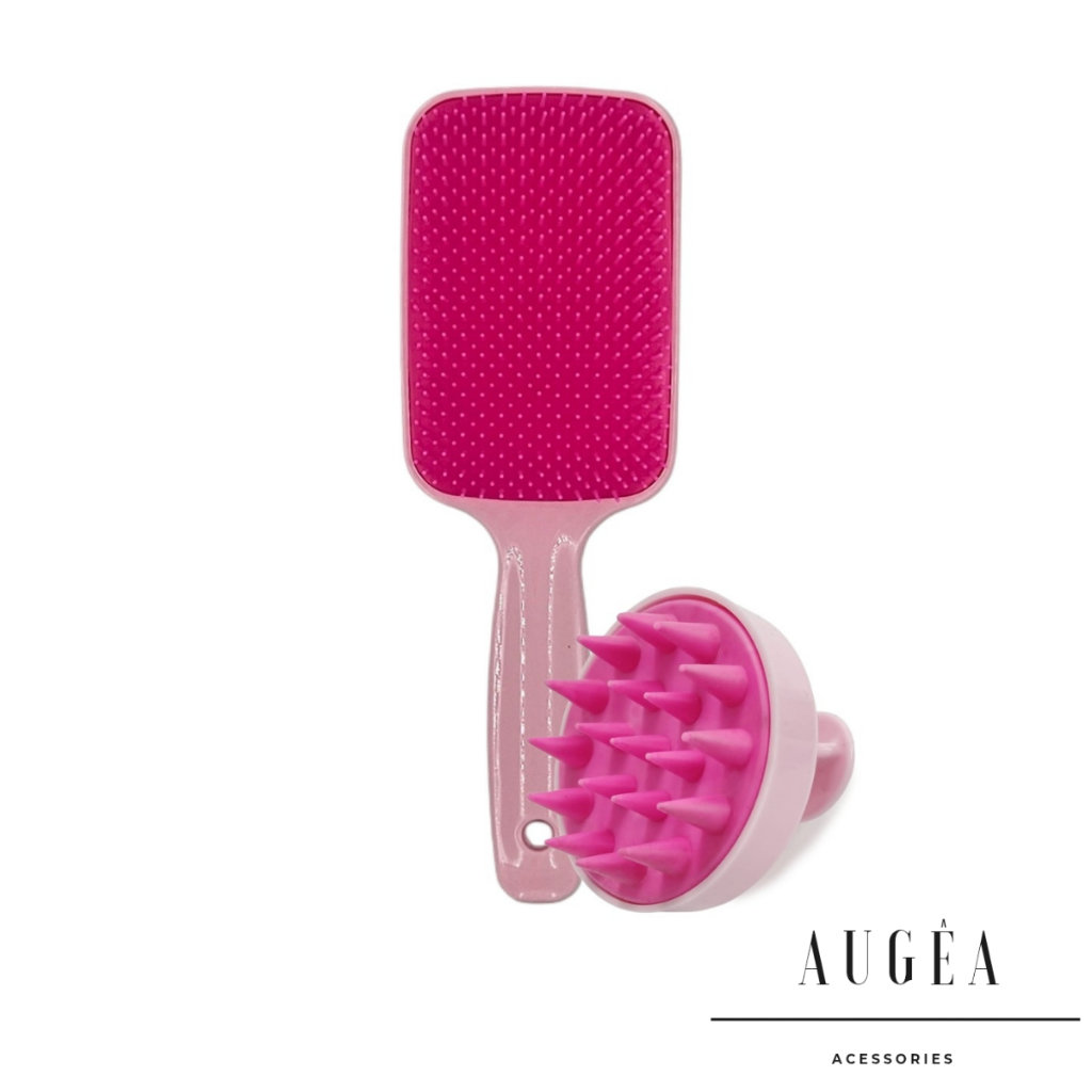 Kit Escova Raquete Flex e Escova Massageadora Capilar de Silicone