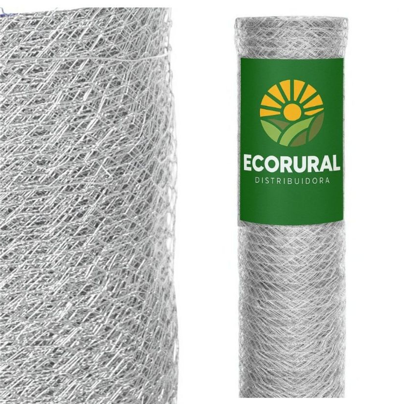 Tela Galinheiro Hexagonal 1,50x15m Fio 23 Galvanizada Para Estruturas Rurais