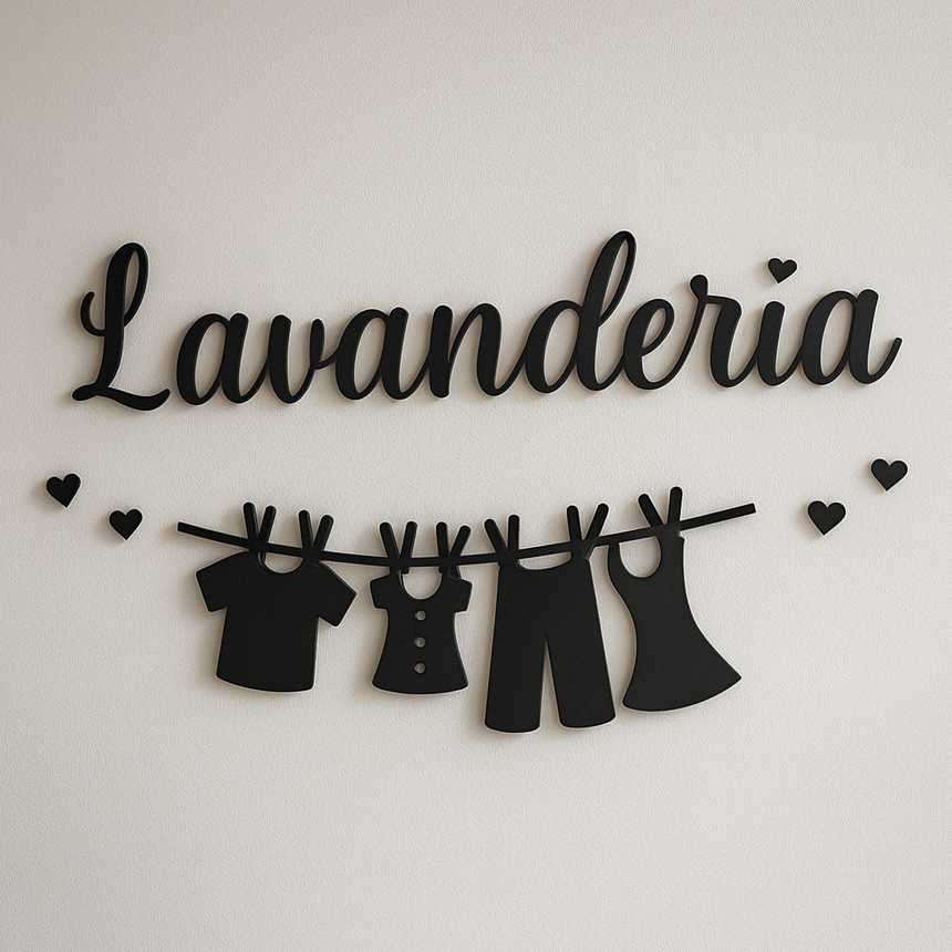 Decoração Lavanderia Mdf Natural Aplique de Parede 50x25cm Área de Serviço Casa em Oferta na Shopee