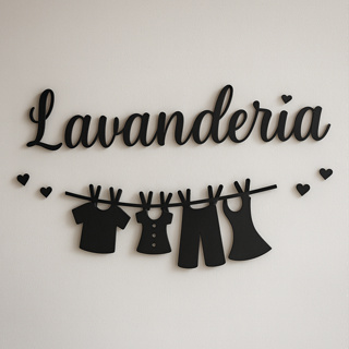 Decoração Lavanderia Mdf Natural Aplique de Parede 50x25cm Área de Serviço Casa em Oferta na Shopee