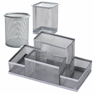 Kit 3 Porta Caneta Lápis Prata Treco Redondo Quadrado Escritório De Mesa em Oferta na Shopee