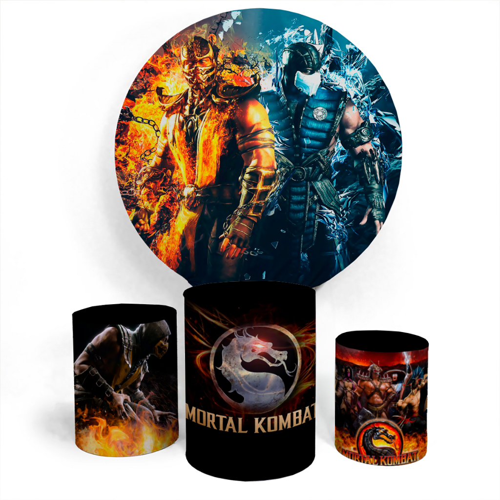 Kit Painel Evento Mortal Kombat Games MK Gamer Decorativo Divertido Painel Redondo +Trio Completo Alta Qualidade Premium — imagem 2 de 2