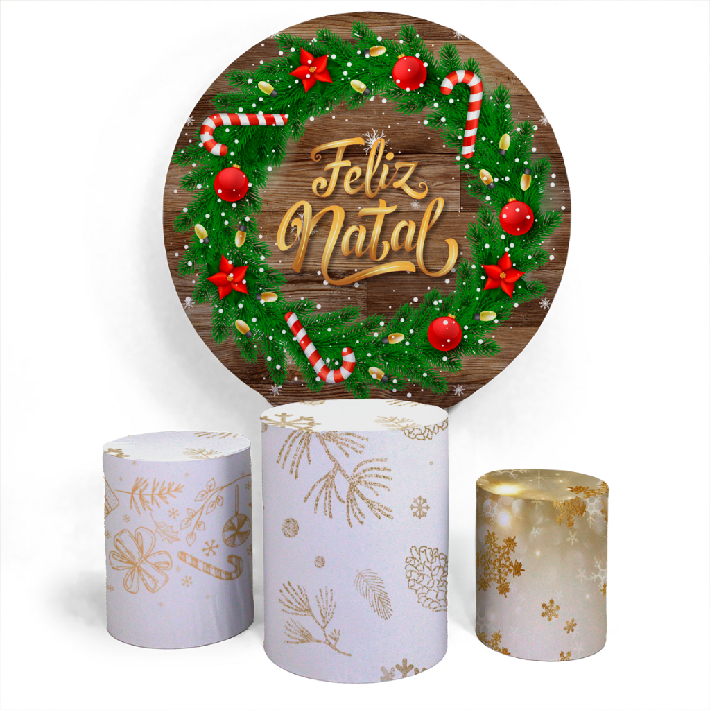 Kit Painel Feliz Natal Ano Novo Festas Decorativo Comemoração Aniversário Divertido Evento+Trio Completo Alta Qualidade