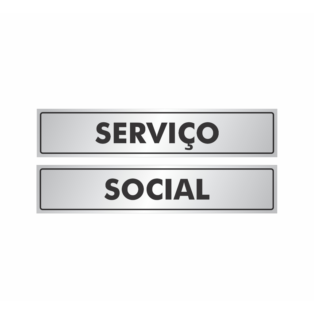 Placa Indicação Porta ou Parede Alumínio - Serviço e Social 25x5 cm