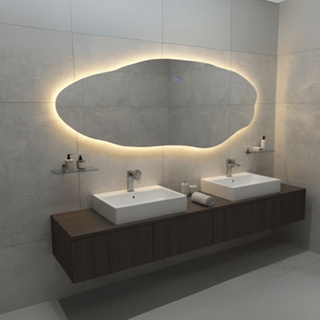 Espelho Orgânico 150x60 Com LED Touch Quente Frio Decoração Pinterest Polido Lopazzi Quarto Sala em Oferta na Shopee