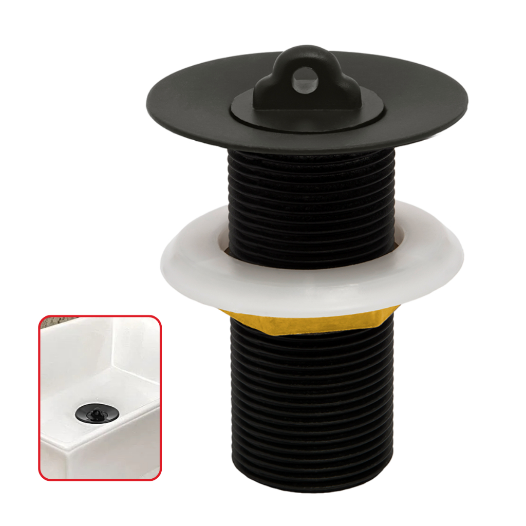 Válvula Pia Banheiro Ralo Preto Lavatório Cuba 7/8 Metal Preta Inox Escoamento