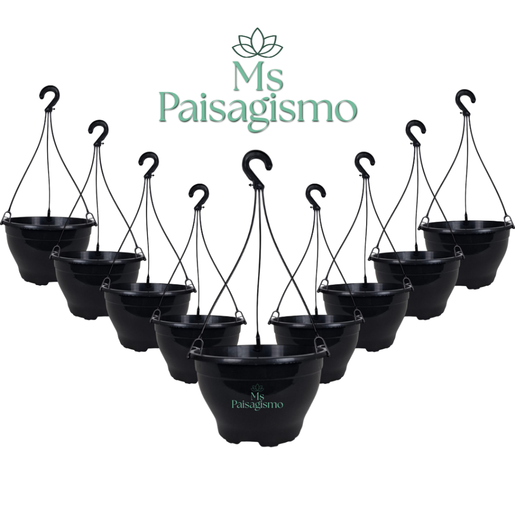 10 Vasos plástico cuias 13 Pretas Com Mini Hastes para Plantas Samambaia Cactos Suculenta 500ML