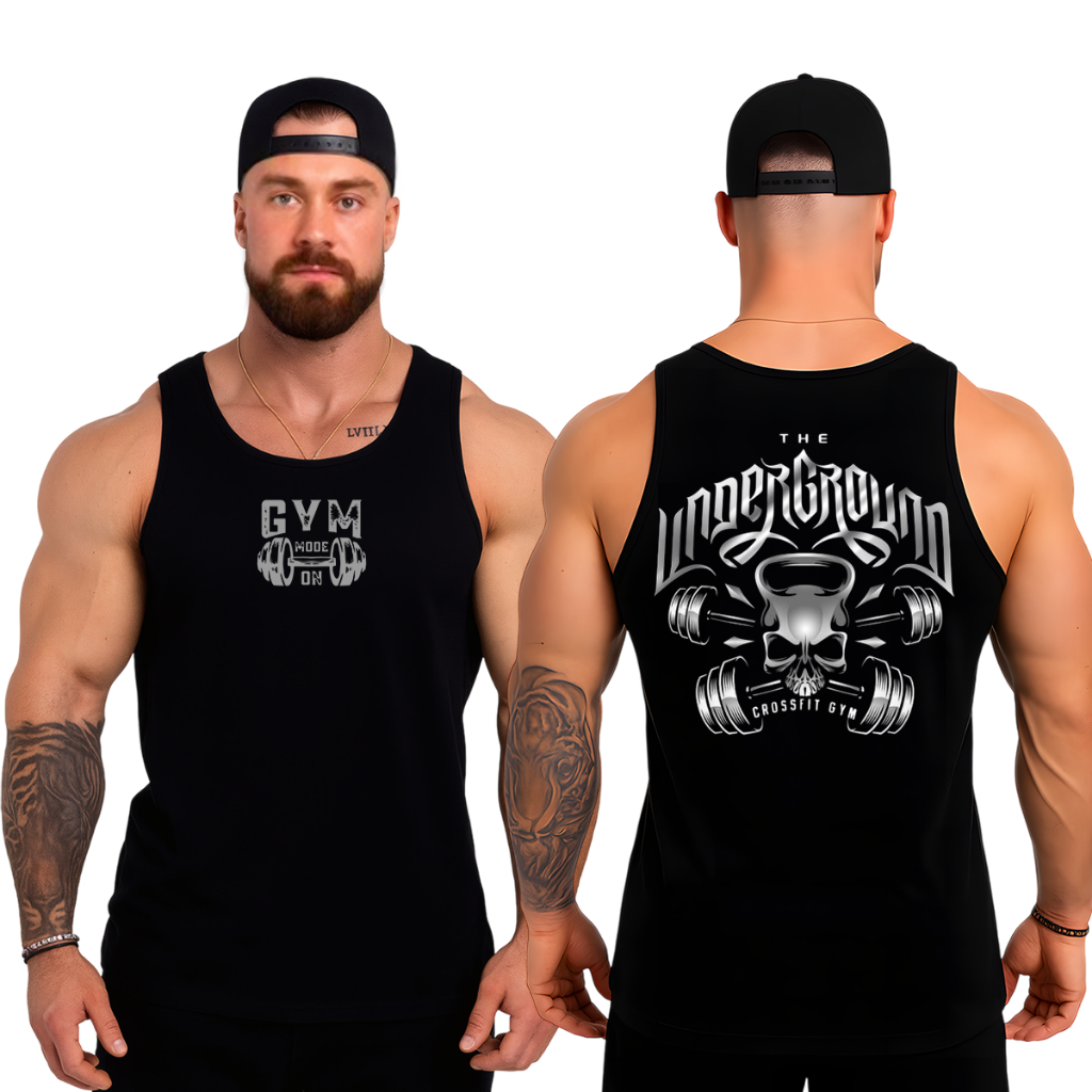 Camiseta Original Regata Masculina Dry Fit para Academia Treino Caveira Train Underground Gym