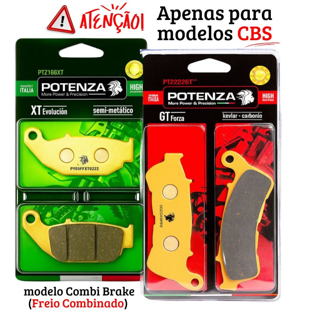 Kit Pastilhas de Freio Cb 250f Twister Combi Brake / Cb 300f Twister Combi Brake Potenza em Oferta na Shopee
