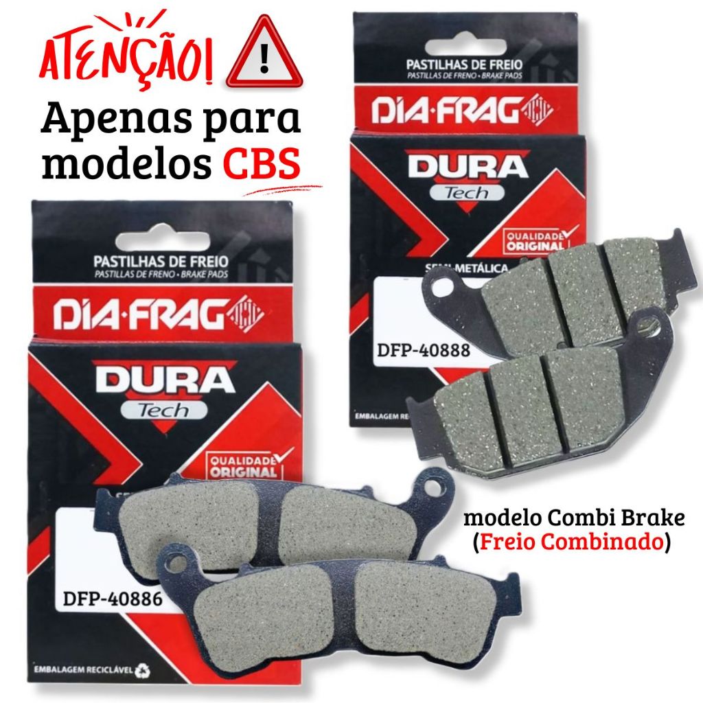 Kit Pastilhas de Freio Cb 300f Twister Combi Brake / Cb 250f Twister Combi Brake Diafrag em Oferta na Shopee