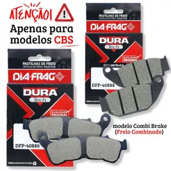 Kit Pastilhas de Freio Cb 300f Twister Combi Brake / Cb 250f Twister Combi Brake Diafrag