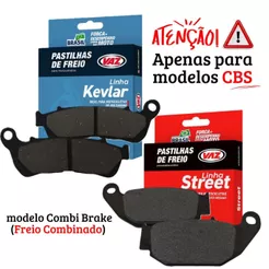 Kit Pastilhas de Freio Cb 250f Twister Combi Brake / Cb 300f Combi Brake Vaz