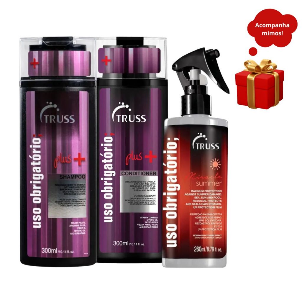 Truss Plus +  Shampoo e Condicionador 300ml+Summer Miracle 260ml