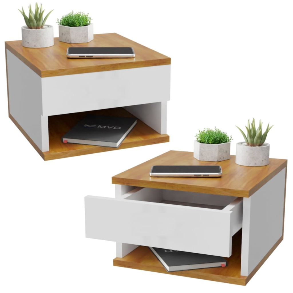 Kit 2 Mesa de Cabeceira Suspensa Com Gaveta e Nicho Várias Cores MVD Moveis em Oferta na Shopee