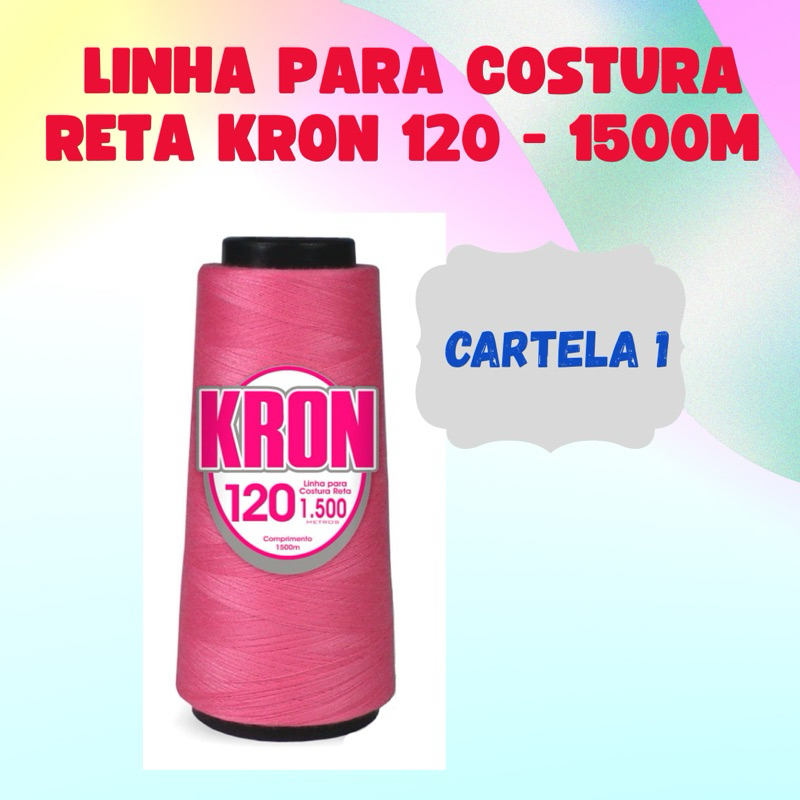 LINHA PARA COSTURA RETA KRON 120 - 1500M - CARTELA N° 1 em Oferta na Shopee