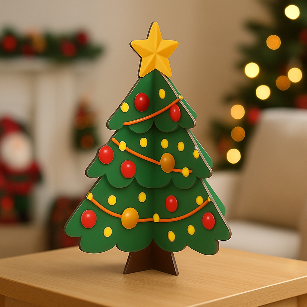 Display Árvore de Natal Totem Cenário MDF Adesivado Pézinho Natal 65cm