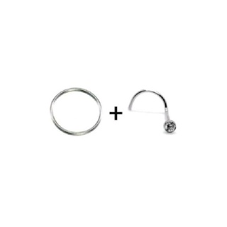 2 piercings de nariz , argola e ponto de luz em Oferta na Shopee