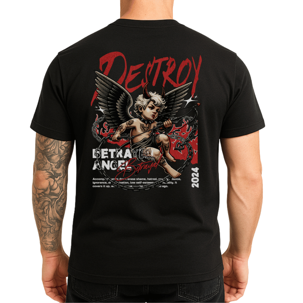 Camiseta Anjo Destroyer Streetwear Unissex Oversized Estampa Exclusiva Casual Preta