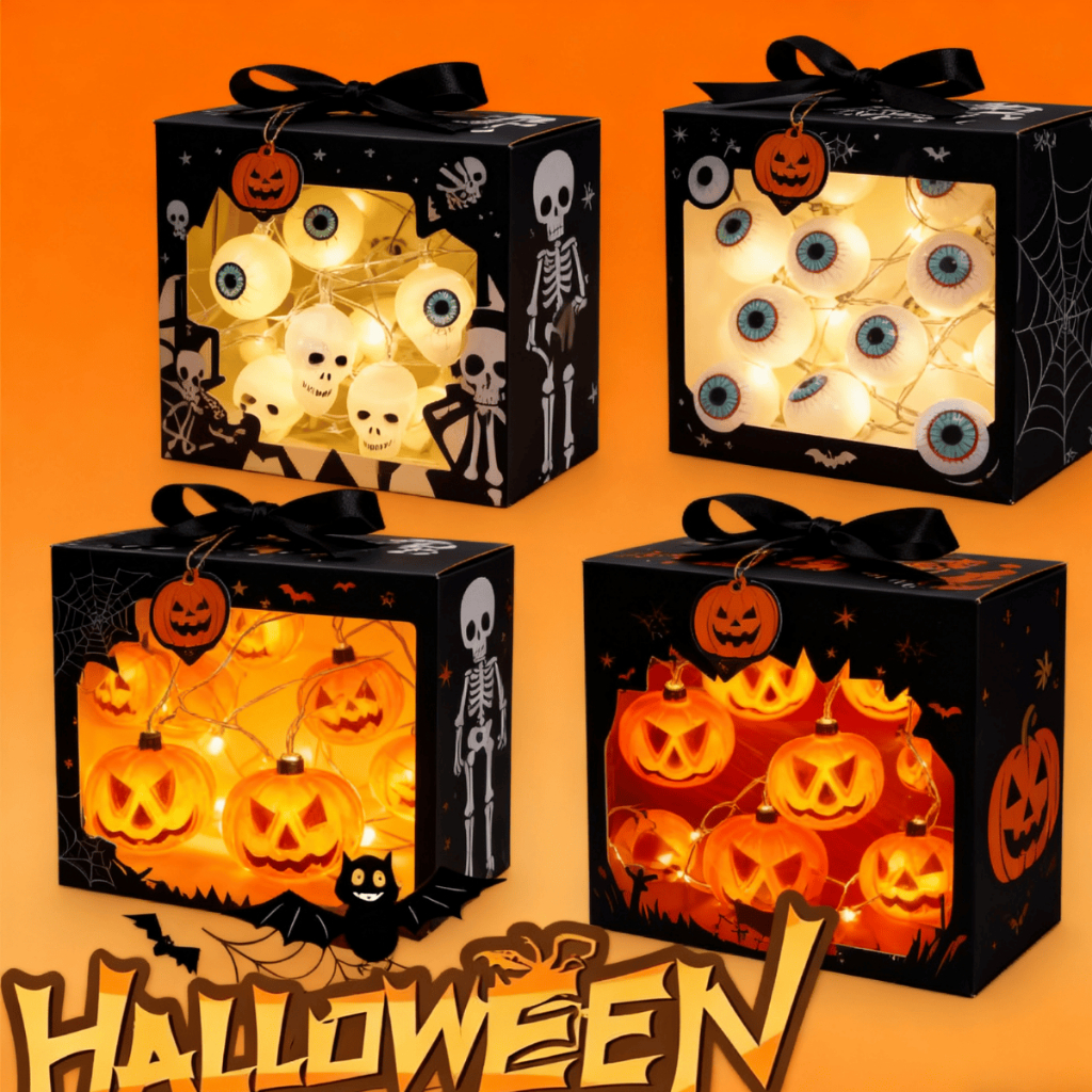 Varal de LED 2m para Decoração de Halloween – Luminária Decorativa para Festa e Ambiente Assustador