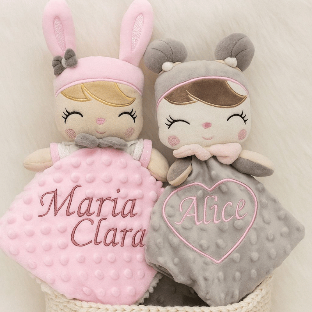 Naninha Antialérgica Bebê Nome Personalizado Pelucia Prendedor Dormir Raposa Boneca Metoo Enxoval