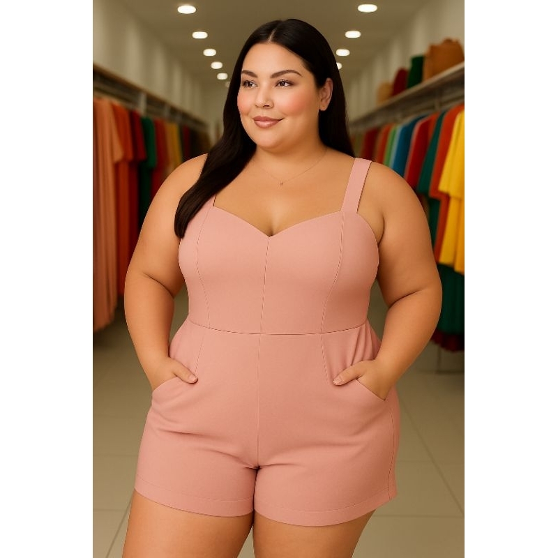 Macaquinho Moda Plus size Moda Plus Size Macaquito Plus Size