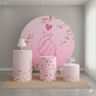 Kit Decoração Dorama Coreano & BTS Tendência Painel Redondo 1,5mx1,5m + Trio De Cilindros P M e G em Oferta na Shopee