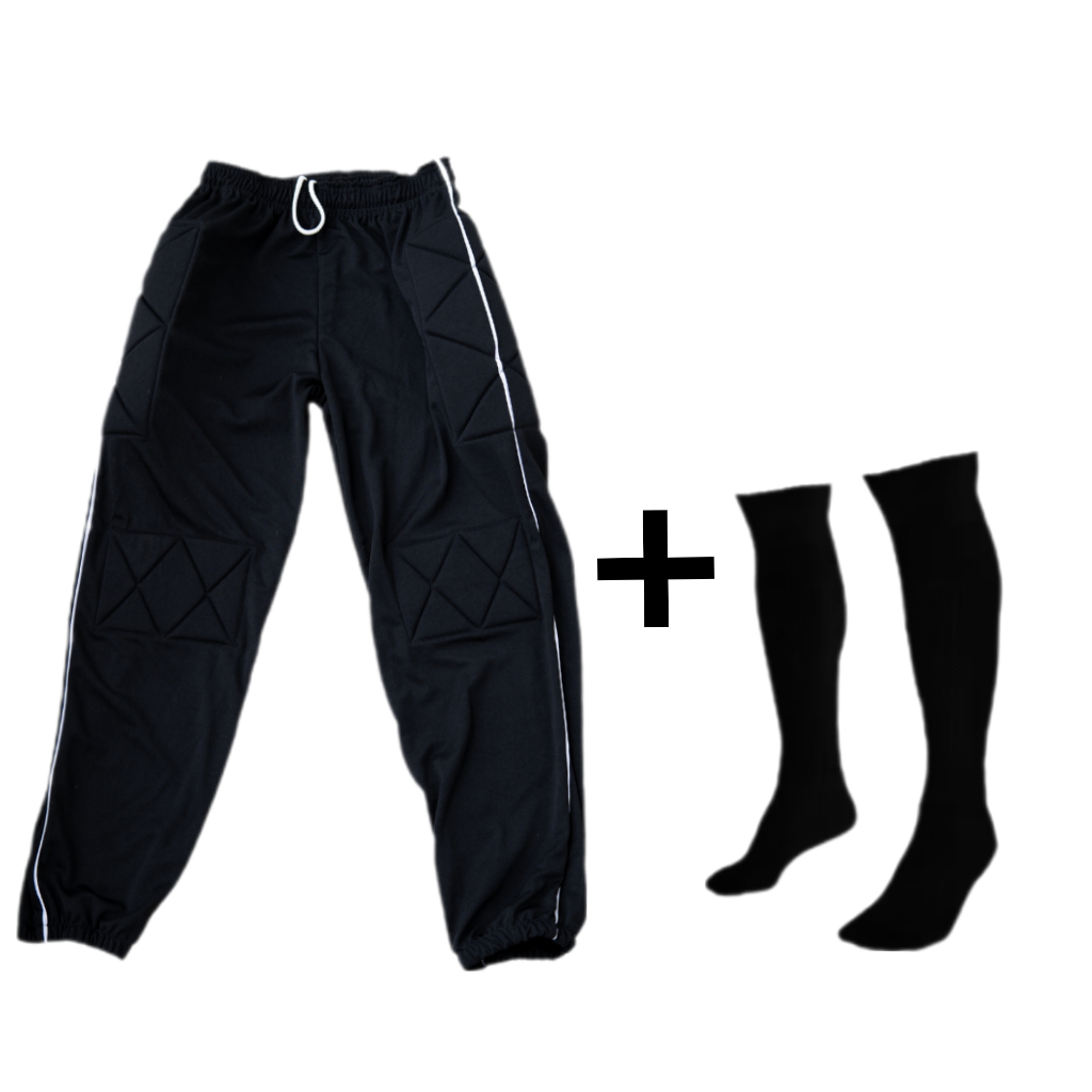Calça de Goleiro Infantil e Meia com Meião infantil e Proteção Almofadada nas laterais e joelhos
