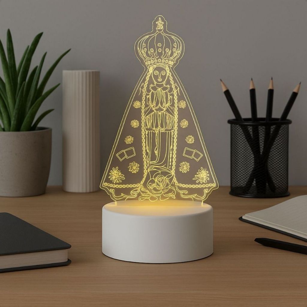 Abajur Decorativo Led Nossa Senhora Aparecida Presente Religioso