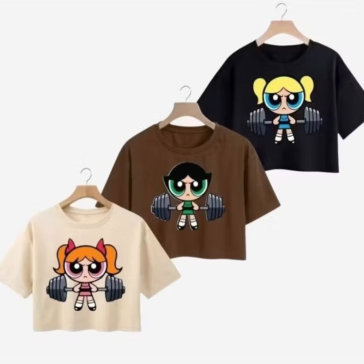 Kit 3 Cropped Feminino Super Poderosas Academia Treino Algodão Confortável em Oferta na Shopee