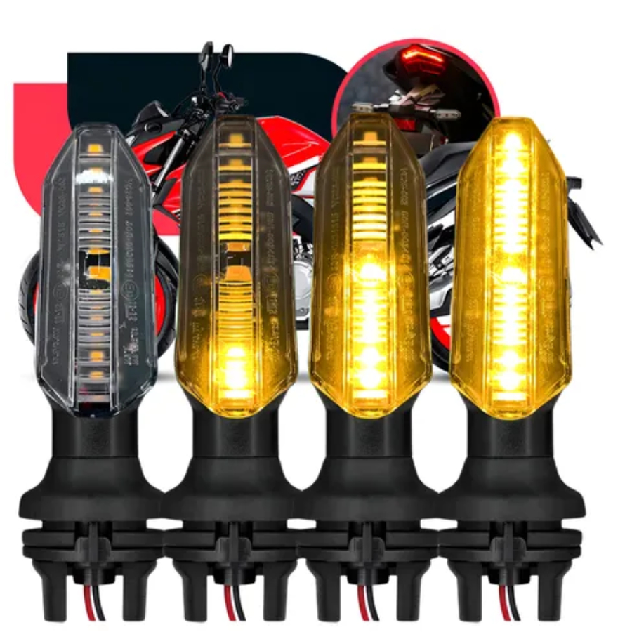 Par De Seta Led Sequencial Esportiva Para Moto Amarelo Universal 12V