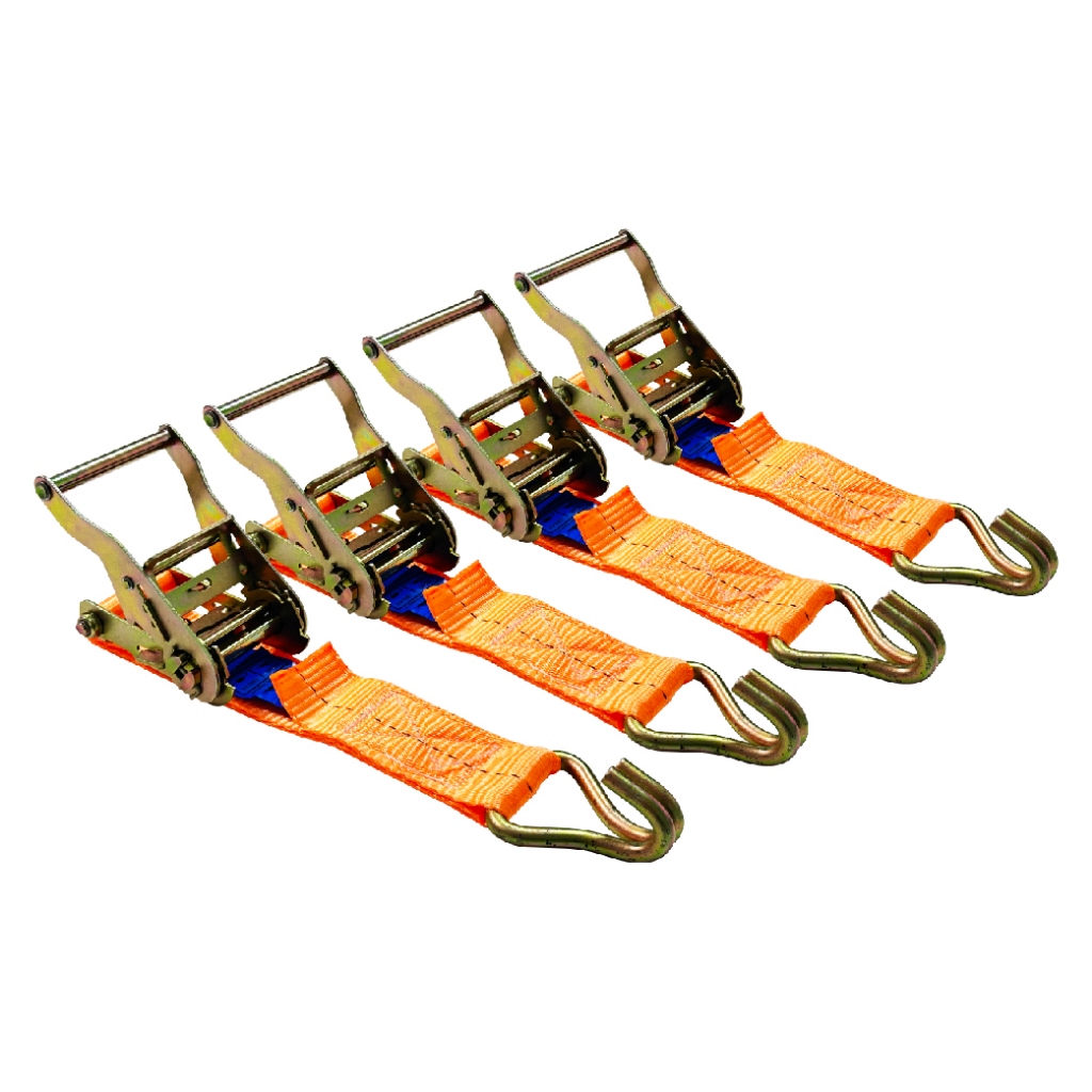 Kit 4 Catraca 1,5 Toneladas Rabicho 50mm Gancho J Amarração Laranja