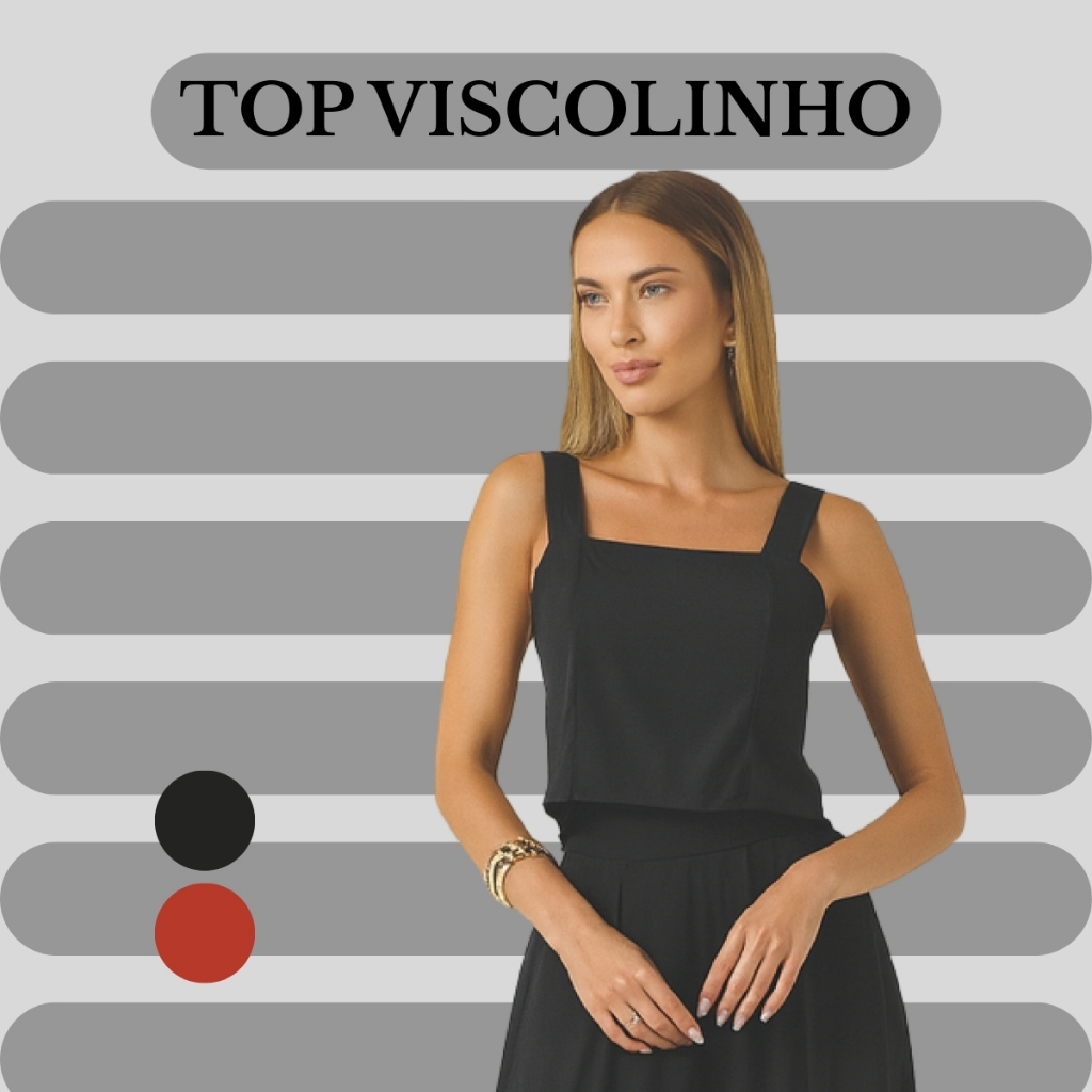 Blusa Top De Viscolinho Leve Decote Quadrado Elegante Cropped 3300-A em Oferta na Shopee