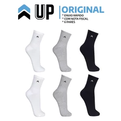 Kit 6 Pares Meias Algodão Penteado Cano Médio Atoalhada Unissex Urban Up Original Ultra Confortável