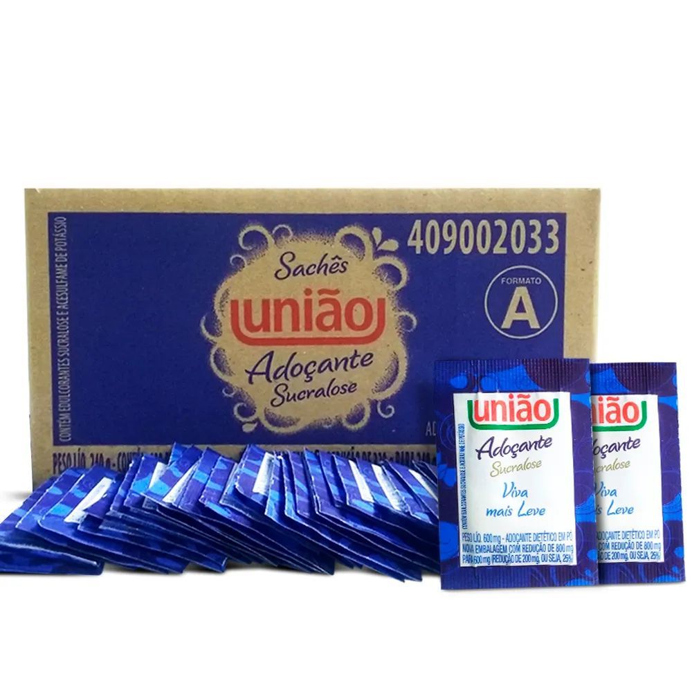 Adoçante em Pó Sucralose Sachês de 600mg União em Oferta na Shopee