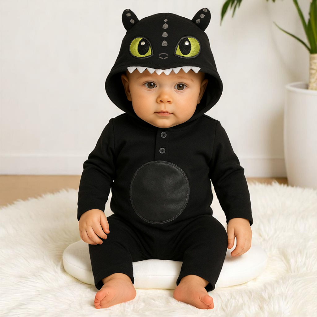 Macacão De Bebê Temático Com Capuz Personagens Escolha em Oferta na Shopee